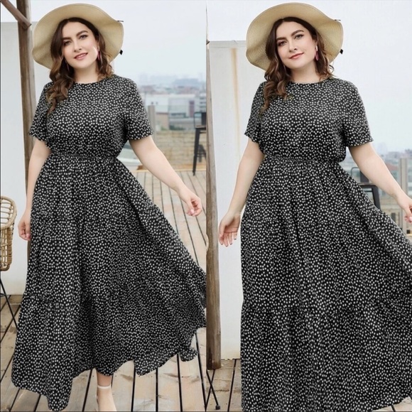 Boho plus size dot swing maxi dress - Picture 12 of 12